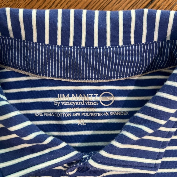 VINEYARD VINES JIM NANTZ MENS POLO SHIRT BLUE WITH WHITE STRIPES SIZE XL - Picture 5 of 8
